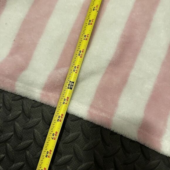 SNUGLY BABY Pink White Striped Print Fleece Monkey Bow Blanket Lovey HTF - Picture 4 of 6